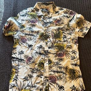 Tommy Bahama Pineapple Print Casual Shirt - Yellow, Pink, Black